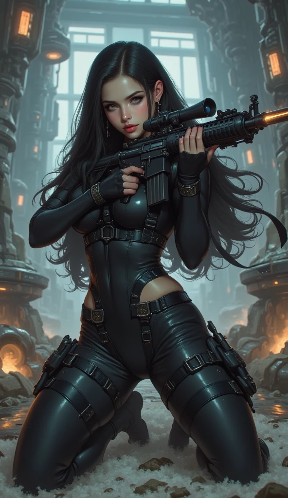 8k,Brown-haired ethnic female demon slayer,Super Beauty(Like the real thing),Sexy Demon Slayer Costumes,Toned Up, Muscular body,He has a long and big spear,Perfect ???????,charm,Volume measurement,Body balance,Digital single-lens reflex camera, Soft lighting, Detailed Background, Written boundary depth, Volumetric lighting, Sharp focus, Realistic proportions, Excellent ???????, (Realistic, 超Realistic:1.4), dawn,Ultra-high resolution,super beautiful expression,Fantasy art,Character Art,Wind effects:1.9、Cloud Effect:1.2、Full Rendering、Professional quality high resolution、Perfect contrast、Perfect lighting、Perfect composition、Perfect Fingers、Perfect breasts、Perfect Hair、Perfect Face、Realistic facial features,Highest quality,Slim figure,Perfect body line,Perfect hand shape,Anatomical Body Balance,Highly detailed face,Highly detailed eyes,Beautiful Lips,Excellent light particles,Cinema Lighting,compensate,Ultra-Realistic Skin,Muscle Body,Hard and strong abdominal muscles,Combat trousers,Battle Costume,Angry expression,Ready for battle,Releases energy,Black leather coat,Muscular Beauty,Dynamic fighting pose,