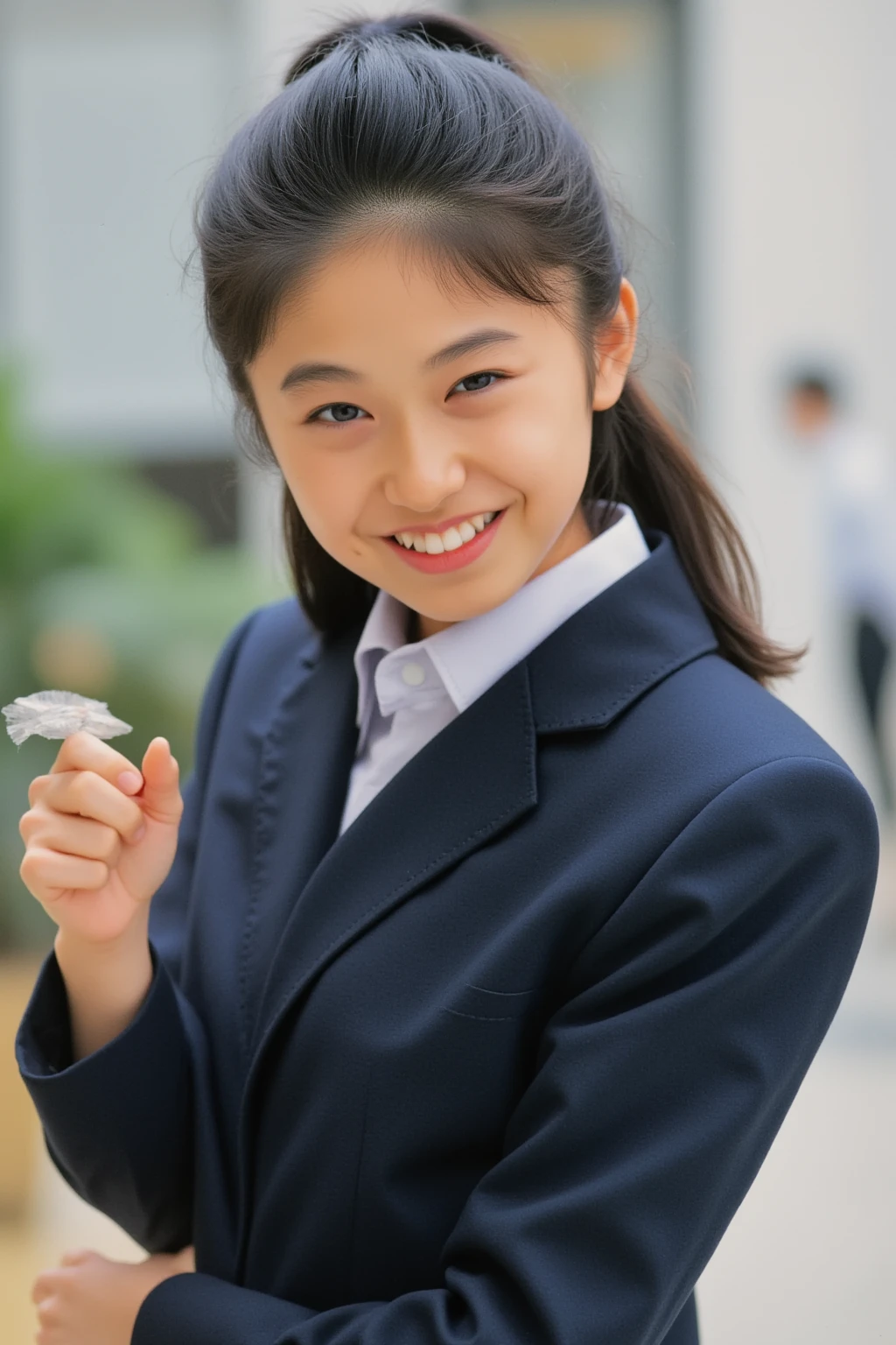 Highest quality、8k、masterpiece、Ultra-high resolution、Clear photos、Professional Lighting、Natural light、Realistic,、Highly detailed skin、Perfect Anatomy、One Woman、Age 25、Baby Face:1.8、Large Breasts、Glamour、Brown Hair、Beautiful Hair、smile、((office lady))、((Black vest:1.2))、((Black tight mini skirt:1.2))、((Perfect Pantyhose:1.2))、((Black Pantyhose))、blue sky、in the forest、In the mountain stream、(((Sit on the water)))、Attractive pose、((((Put your hands up))))