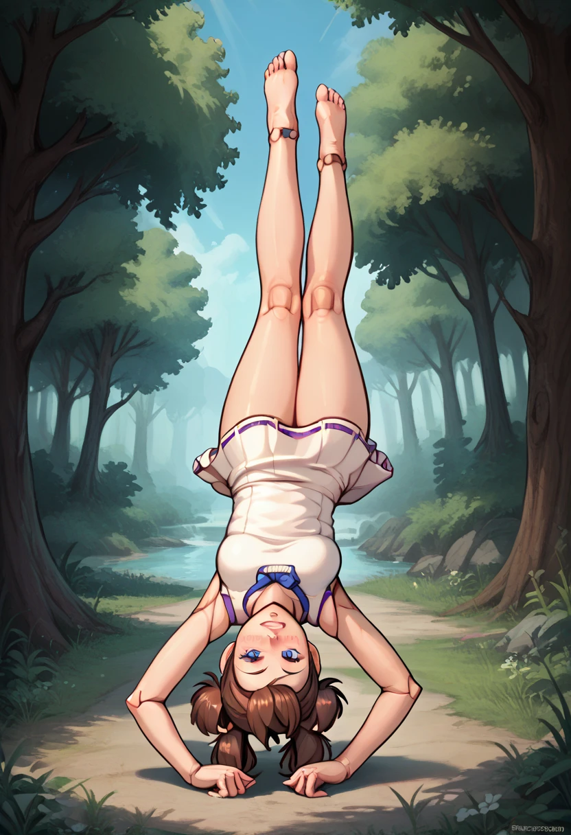 Sexy female, hanging from a tree , skimpy , no panties,  upskirt 