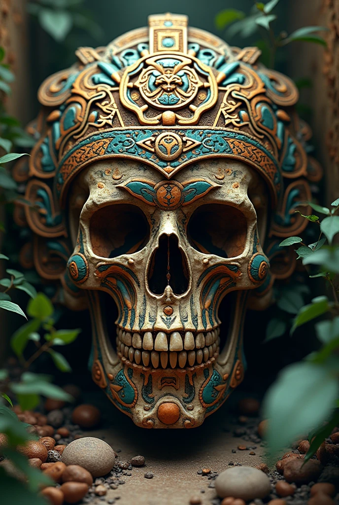epoxy_skull, (illustration), (masterpiece), (best quality), (detailed), Sokana, Goddess of Nature, as she first revealed herself in the Bugunda Kingdom of the African Great Lakes region, ethereal and awe-inspiring, adorned with elements of nature and traditional African symbols, majestic posture, surrounded by lush vegetation and wildlife, vibrant color palette, golden hour lighting, high-resolution 8k digital painting, capturing the divine presence and reverence of the goddess <lora:epiNoiseoffset_v2:1> <lora:epoxy_skull:1>