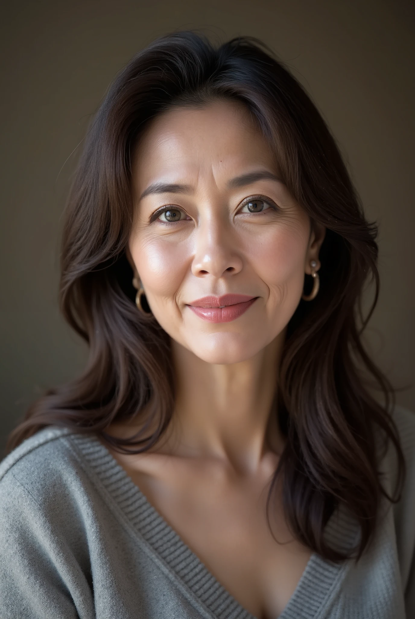 (( mature woman:1.3)), (   detailed description of the hair  ), ( face ), (Detailed description of the body),   Hi-Res , masterpiece,  Top Quality, (  high detail, formal: 1.4), (  realistic  : 1.2), (  sharp concentration : 1.4),   depth of writing ,   physical based rendering ,  (Ultimate beauty), ((45 years old,: 1.4)),   Japanese 、(( close-up :1.5))、(( Laugh lines  :1.2))、( big breasts:1.2),   sweater   、(lipstick:1.1), (  eyeliner  :1.2), (   mascara), (  eyeshadow ),	cathedral