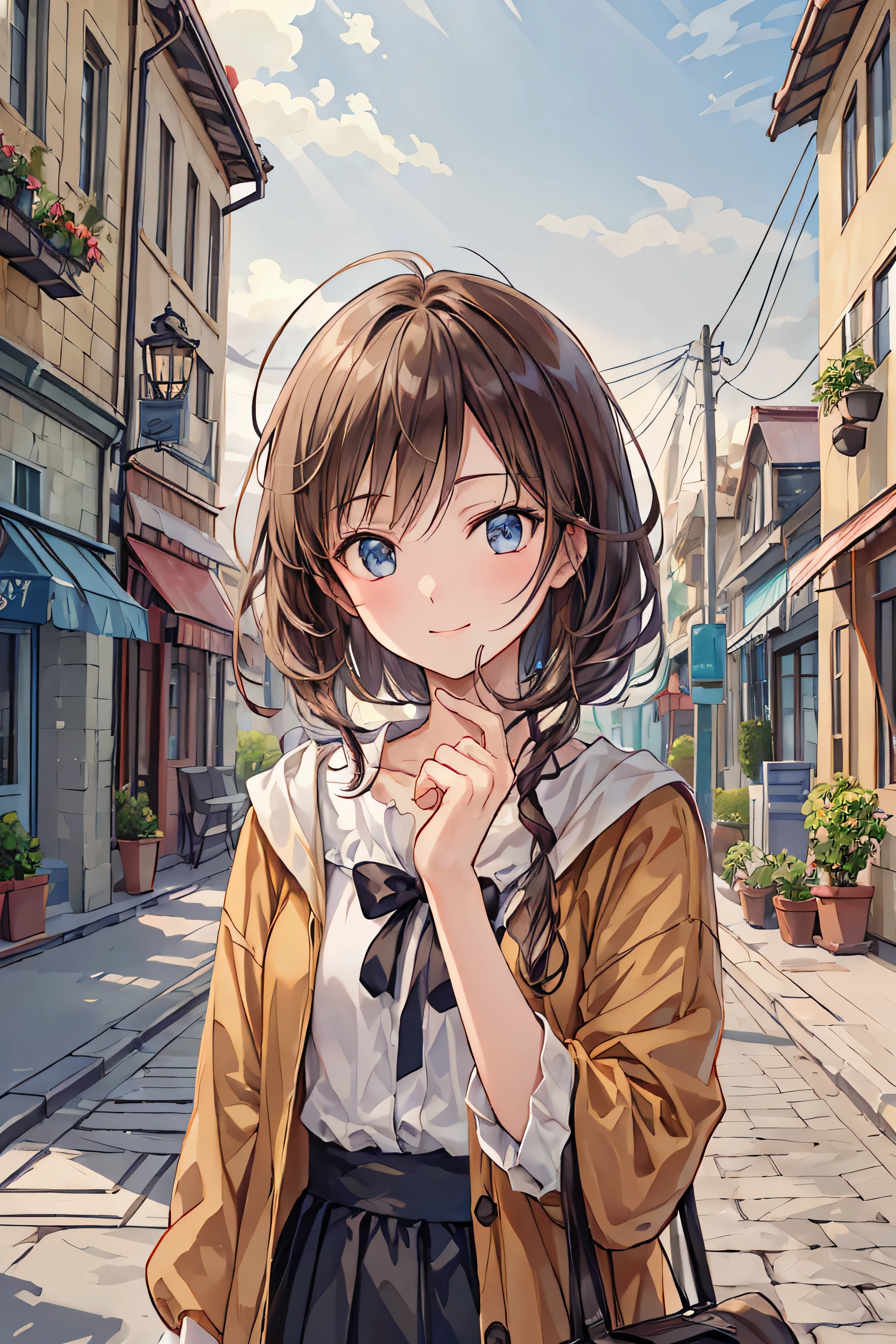 ( original photo , 最 high quality), (Practical, photoPractical: 1.2), (round face: 1), , Outdoor selfie, ( High Detail Skin : 1.2), ( has swollen eyes ), ( Under the eyes ), smile, clavicle, , Brown and black straight hair, pure black pleated skirt, soft writing , high quality, cityscape , skyline, night , rain, wet, professional lighting, photon mapping , radiosity, physical based rendering,