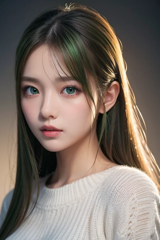 Close-up of a woman with long hair, colorful hair, kawaii realistic portrait, upper body portrait, front face shot, colorful braids, realistic hair, beautiful anime style, pure white background, white short sleeves, simple pattern on clothes, realistic anime art style, beautiful anime portrait, realistic anime art style, anime style. 8k, stunning anime face portrait, colorful]", vibrant fantasy style, cute art style, vibrant realistic color, anime realism style, beautiful anime girl, character as core, digital art, realistic style, live-action CG, colorful headband, live-action CG, sweet style, film style, HD 4K, brown hair, green eyes