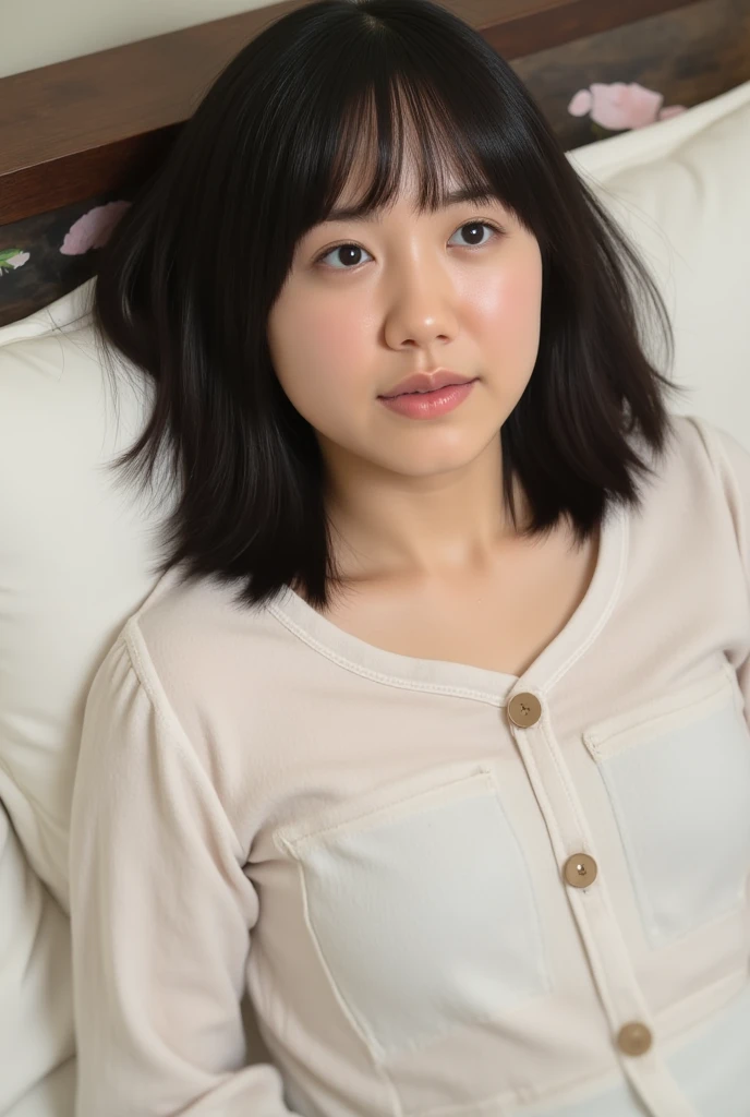 ((lying:1.5)), ((lying:1.5)), ((lying:1.5)), ((lying:1.5)), ((overhead shot:1.5)), ((overhead shot:1.5)), ((overhead shot:1.5)), ((Supine Position:1.5)), ((Photographed from directly above:1.5)), ((take a photo from directly above:1.5)), ((From above:1.5)), ((Photographed from directly above:1.5)), ((on bed:1.5)), ((on bed:1.5)), ((Hotel Bed:1.5)).
((beautiful straight black long hair:1.5)), ((beautiful straight black long hair:1.5)), (bangs:1.7), (small natural breasts:1,7), ((flat chest:1.8)).
((crying:1.5)), ((crying:1.5)), ((shy:1.5)), ((shy:1.5)), ((shame:1.5)), ((blush:1.5)),
((one woman,1 female)), ((wearing a transparent white blouse:1.5)), ((mini skirt:1.5)).
((looking at viewer:1.5)), ((look into the viewer's eyes:1.5)), ((Looking into the camera:1.5)), ((Viewer's line of sight:1.5)), ((Elderly face:1.5)), strong maternal qualities, Staring at this, Face is close, Staring at this, Ultra-fine, Beautiful Hair, Transparent Photo, Have a look at this, Perfect Fingers, Perfect Face, Detailed Background, Fair skin, Translucent white skin, Perfect Fingers, Detailed Background, Highest quality, very High resolution, Perfect Anatomy, High resolution, RAW color photos, Professional photography, Very delicate, Very detailed, Finely detailed, Large file size, Best image quality, 16K, Award-winning works, Tabletop, Professional Photography,