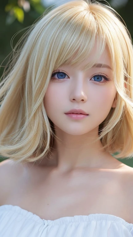 1 girl,Beautifully detailed face:1.3、Face close-up:1.6、The whole face fits in the frame:1.6、((She has a big red bow in her hair, just like a doll...:1.6))、 ((very small flat chest:1.7))、(A sheer camisole with a loose fit around the chest:1.7), ((look forward to:1.6))、Pink Eyeshadow:1.6、((Looking into the camera:1.3))、Very beautiful Japanese idol portraits, Brown Hair:1.7、
(RAW Photos, Highest quality), (Realistic, Realistic:1.4), (masterpiece),
Very delicate and beautiful, Very detailed, 2k wallpaper, wonderful, finely, Very detailed CG Unity 8K 壁紙, Very detailed, High resolution, Soft Light,
Beautiful detailed girl, Very detailed目と顔, Beautiful and sophisticated nose, Big beautiful eyes, Cinema Lighting,
(Simple and solid background:1.3),
(Blonde medium hair:1.5), (Parted bangs),
Complete Anatomy, Slender body,Very small breasts, Sensual look