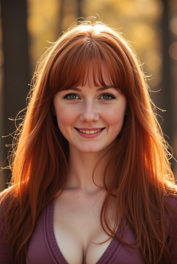 Hyper realistic and detailed full body photo of one young smiling beautiful red head woman. perfect eyes, (Eye makeup:1.1), (highly detailed skin:1.1), RAW, analog style, sharp focus, 8k UHD, DSLR, high quality, Fujifilm XT3, grain, award winning, masterpiece.
