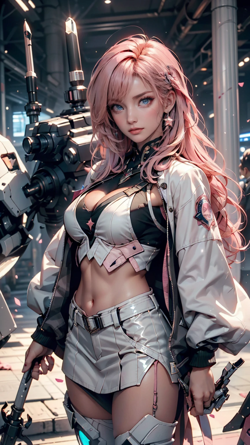Unbeatable masterpiece, Ultra photo realsisim, Perfect artwork, Intricate details, Best quality, Strong light,High contrast,Cyberpunk , Quantum punk, Nano punk , (Machinary:1.3)(Masterpiece) , (Best quality) , (extremely detailed wallpaper CG unity 8k) , (best character detail:1.36) , marshes ,Oppressive skies , Dark clouds , (delicated lines:1.24), ([Specular reflection water]:1.37) , (fantasy) , cumulonimbus clouds , (The oppressive atmosphere of the host:1.14) , (Cold light:1.2) , Color splattering , Colorful , Pinkolo , full bodyesbian ,White background , Blue eyes , wariza , hair adornments , Simple background , cube hair ornament , Pink hair , 1girll , bangs , high high quality