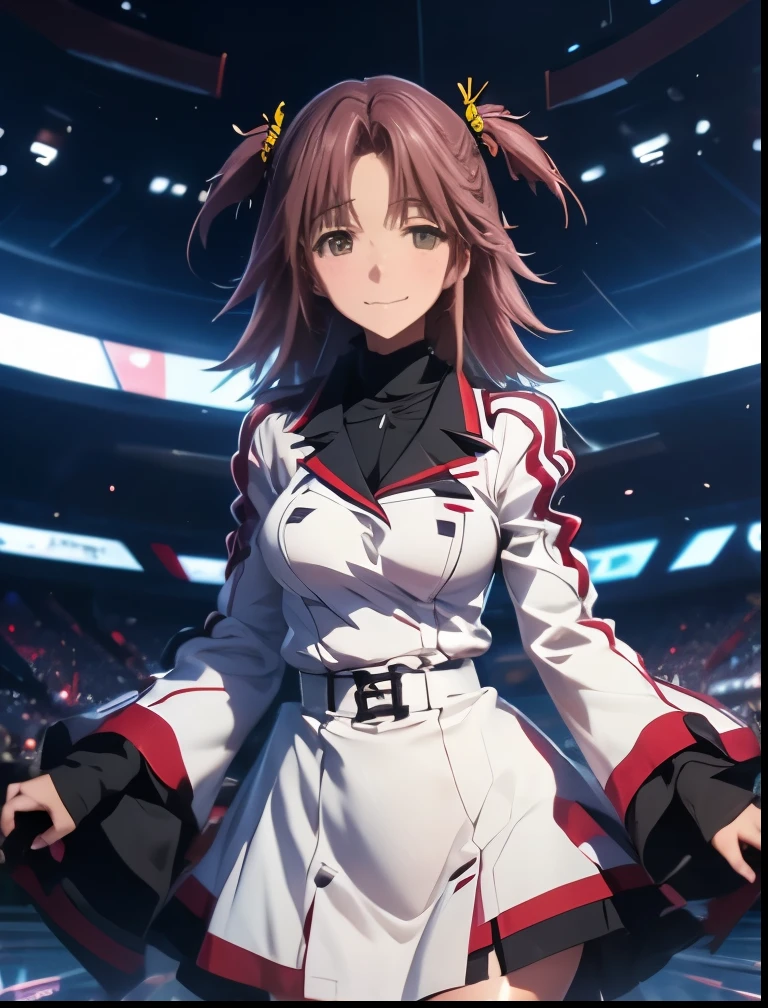 (((SFW、Highest quality、 first class masterpiece 、 Normal Body 、8k、 detailed face 、 super precise、 real color 、5refer to、Highest)))、Honne Nohotoke、"nohotoke honne"、/ Infinite Stratos、Beautiful Girl、 Hair、slender、 slim、Big Breasts、 can be used、 school uniform、oversized school uniform with dowel sleeves、miniskirt、 Smile、Carefree