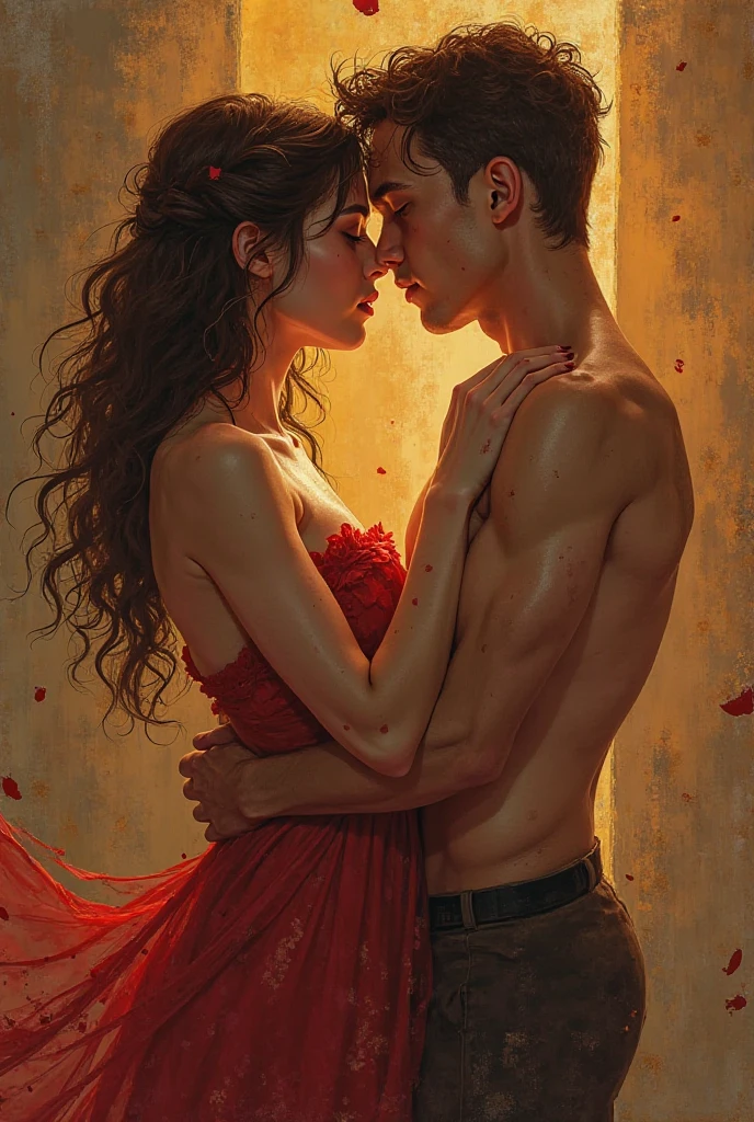 Girl and boy dance with sexual figures