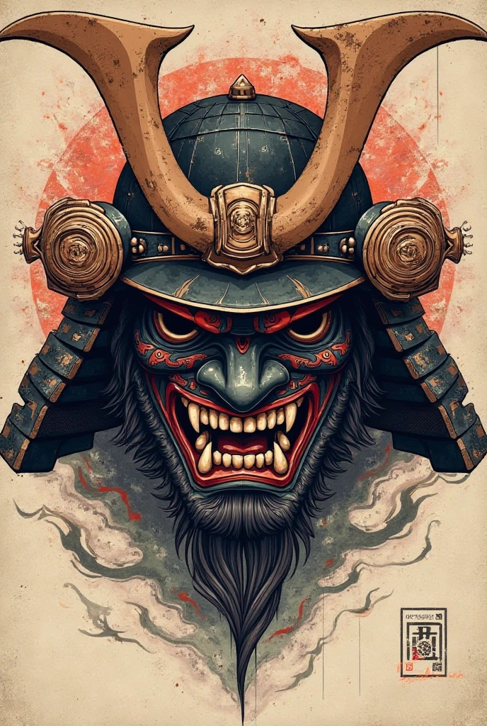 Saber-toothed samurai logo for a t-shirt