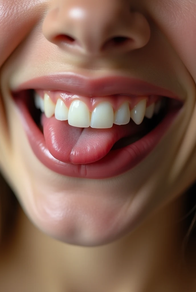 Girl, face, childish face, big mouth, oral, tongue