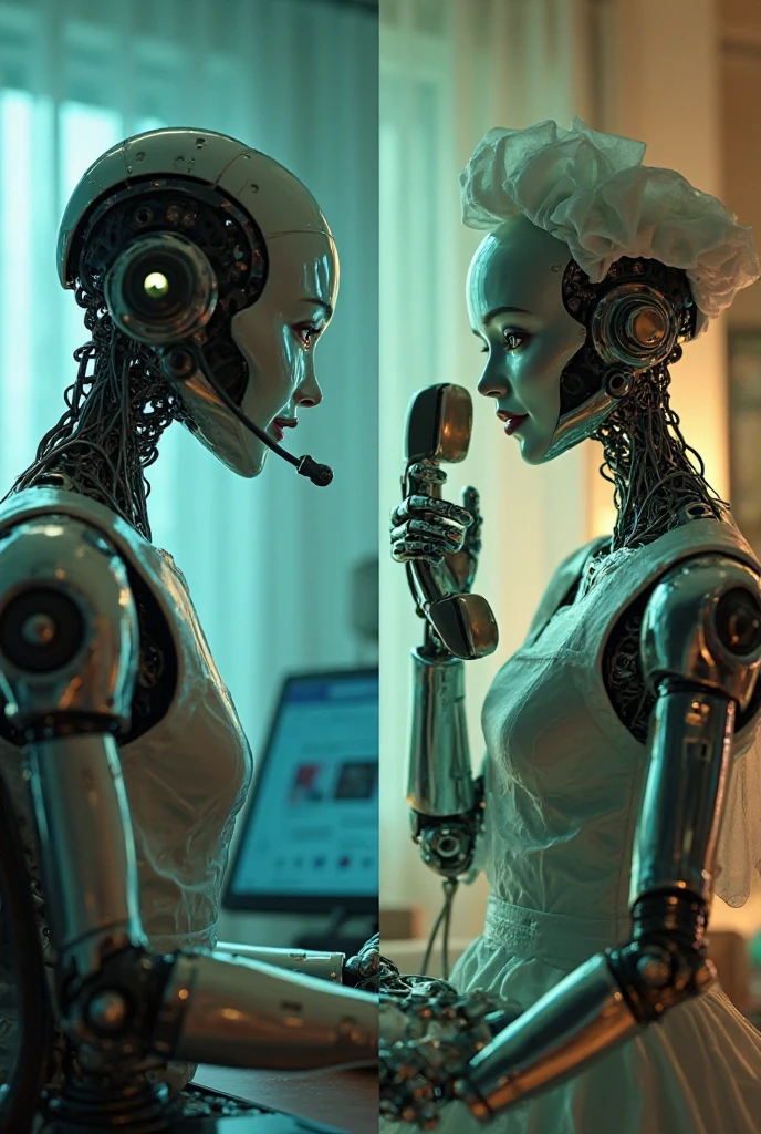 robot sucking a human man's penis