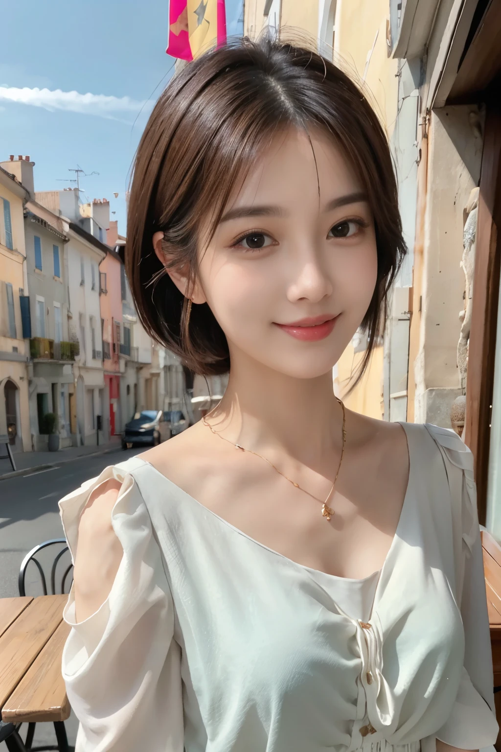 ((highest quality, 8k, masterpiece:1.3)), concentrated: 1.2, Perfect body beauty: 1.4, Hips: 1.2, ((Layered Haircut, chest: 1.2)), (Wet clothes: 1.1) , (rain, street:1.3), Bandeau dress: 1.1, highly detailed face and skin texture, Delicate eyes, double eyelid, White skin, Long Hair, I&#39;m a little drunk,

20-year-old, 1 person, ((Beautiful female announcer,A kind smile:1.2)),
((Gorgeous Earrings, Long Necklace:1.2)), 

((Sexy atmosphere, Naughty pose, Staring with an erotic gaze:1.2)),

Realistic skin texture, Fair skin, Shiny skin, Healthy thighs, 
Highly detailed face, Slim face contour, Beautiful small face, Beautiful Nose, 
Ultra-detailed eyes, Slit eyes, Brown eyes, double eyelid, Ultra-thin eyebrows, Thin, long eyelashes, 
Ultra-detailed lips, Plump and moisturized lips, Glossy pink lips, Flushed Cheeks, ((White beautiful teeth)), 
Beautiful actress&#39;s languid make-up, Pink lipstick, Smoky eyeshadow, Eye foundation, 
Dark Brown Hair, Delicate soft hair, Hair blowing in the wind, 
(Elegantly putting your hair up, Medium Short Hair, ponytail:1.2), 
Layered Cut, (Blunt bangs:1.2),