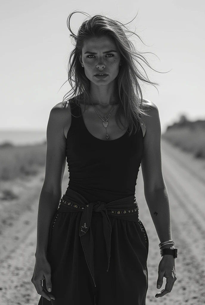 imagine a very skinny western girl in black and white