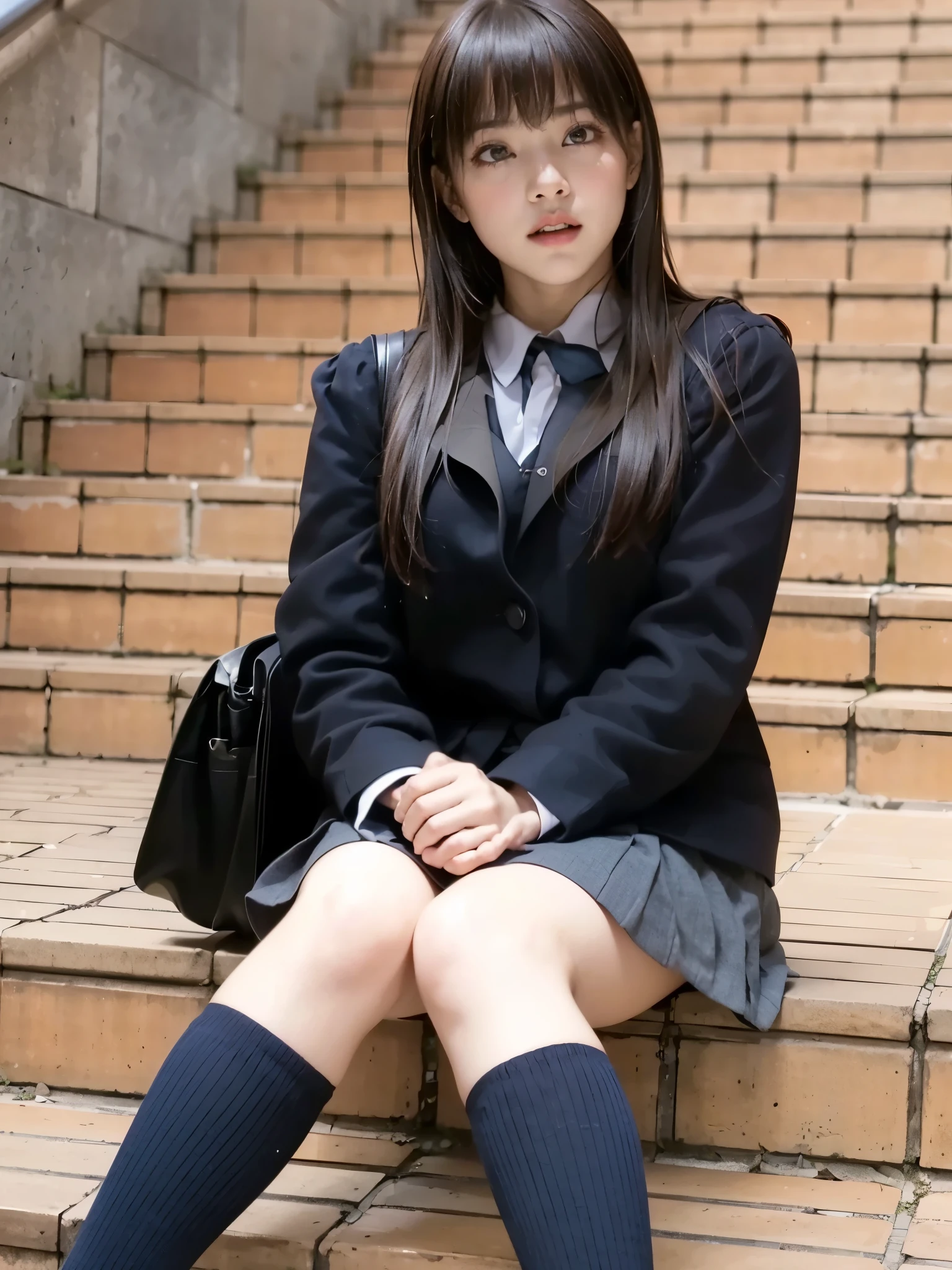grimace、((I was scared and fluttered like、surprised and ended up crying、fear))、(8k, Top Quality , masterpiece:1.2), ( realistic, photo- realistic:1.37), very detailed, Top Quality , ultra-high accuracy, Professional rights , photon mapping , radiosity, physically-based rendering, Curled up on the couch、cinematic lighting, Midnight Road, depth of letter frame , sharp concentration sitting on a chair outside,sunshine, Great configuration ,(Bokeh:1.2) 1 girl, alone,(full body), ( She closed her mouth ),Beautiful and Cute Eyes, temporarily stop, thin waist, Japanese High School Girls , black hair, Halterbra, I was so surprised that ,grimace、What is she、