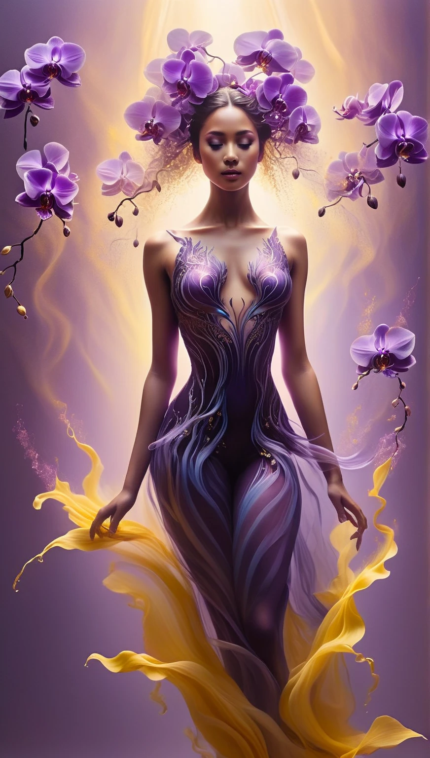 Arafed, Dark fantasy art, fantasy art, goth art, a picture of a tattoo of a tulip on the back of a female elf, a glowing tattoo of a ((tulip: 1.3)) on the elf's back, the ((tulip tattoo: 1.3)) is vivid, intricate detailed,  GlowingRunesAI_purple, ((fire surrounds the tulip: 1.5)), shot taken from the back, ((the back is visible: 1.3), she wears a transparent red dress, the dress is elegant, flowing, elven style, that the tattoos glow, dynamic hair color, dynamic hair style,  vibrant, Ultra-high resolution, High Contrast, (masterpiece:1.5),  highest quality, Best aesthetics, best details, best quality, highres, 16k, (ultra detailed: 1.5), masterpiece, best quality, (extremely detailed) RAW, (ultra details, Masterpiece, best quality) faize, Digital Painting, *channel_42*