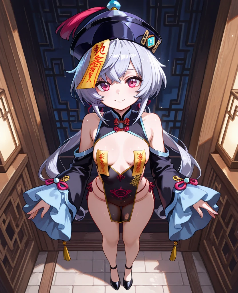 score_9, score_8_up, score_7_up, source_anime BREAK 1girl, <lora:spfateKiyohimeXLPony:1> kiyola3st, white hair, horns, yellow bow, blue bikini, cleavage, frills, frilled bikini, japanese clothes, black kimono, standing, full body shot, indoors, standing, big breasts <lora:Hisasi-Style-PonyXL-000054:1>