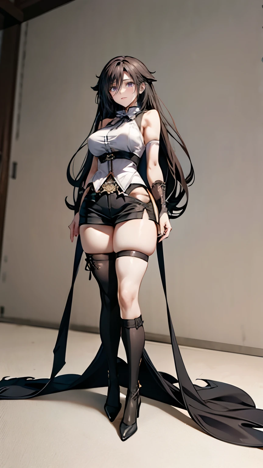 8K Ultra Clear,A high resolution,best quality,Best character structure,A cute girl,with black curled hair,wearing an sexy underwear,Transparent lace lingerie,Loafer shoes,half squatting,showing waist,exposing your navel,exposed device,with faintly visible,器with faintly visible。