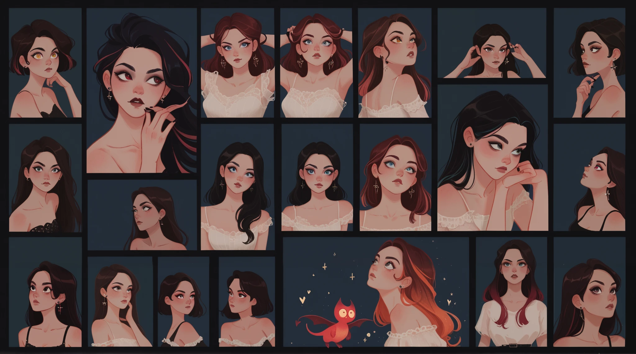 score_9, score_8_up, score_7_up, score_6_up, MSMLN, various_girls, gorgeous women, multicolored hair, demonic, black clothing, parted lips, scrowl, big eyes, looking away, in gougoupaintleaves:1.5 style