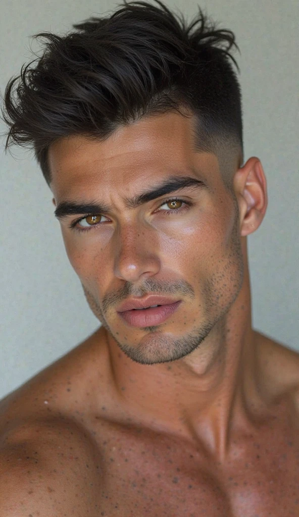 Handsome male taking selfie