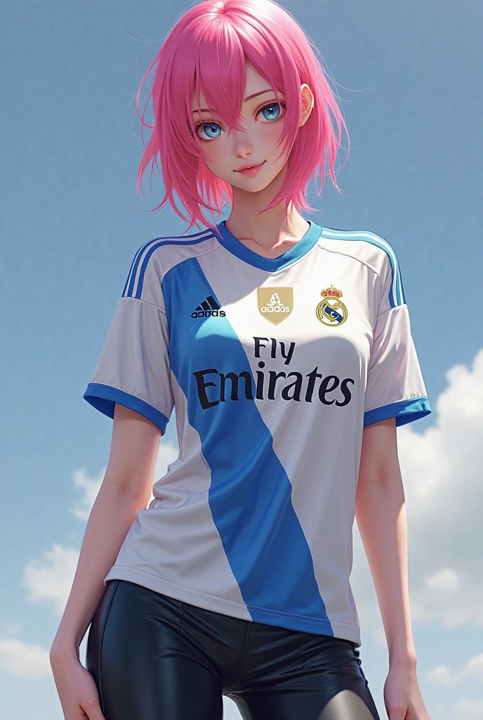 1fille, Seulement, maillot du real madrid, cheveux en queue de cheval, tight, Nakano Nino ,Cheveux cramoisis