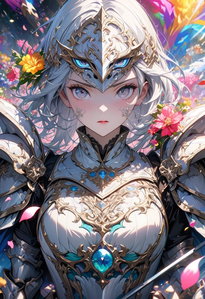((Highest quality)),(Ultra-high resolution),(Ultra-detailed new),(Detailed Description),((The best CG)),(masterpiece),Highly detailed art,A wonderful new art form,(Art with precise details:1.5), (Female Knight:1.5),(Unicorn Head Helmet:1.5),(Armor with intricately detailed reliefs:1.4),(Wing boots:1.3), (Sparkling Air:1.3)