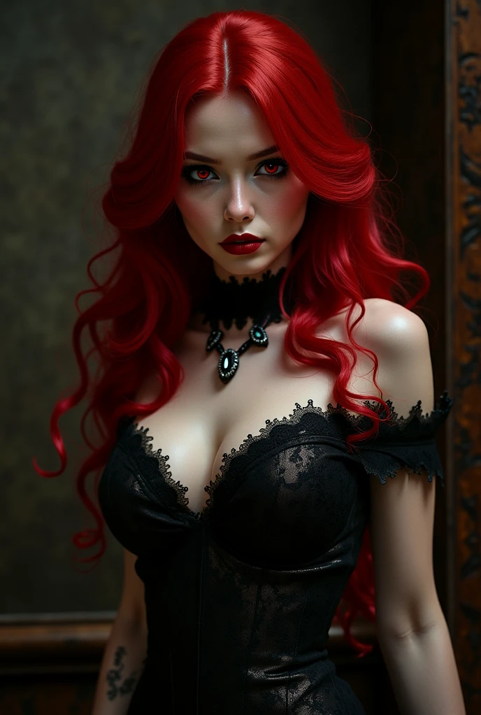 Apple Jack sexy halloween goth costume, dressed as a gothic vampire, fangs, sexy, beautiful, , ,mlpapplejacklow-tied long haircowboy hat, sultry, seductive