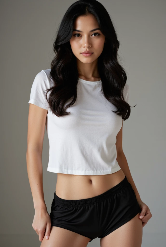 Indian girl in tight leggings and white t shirt