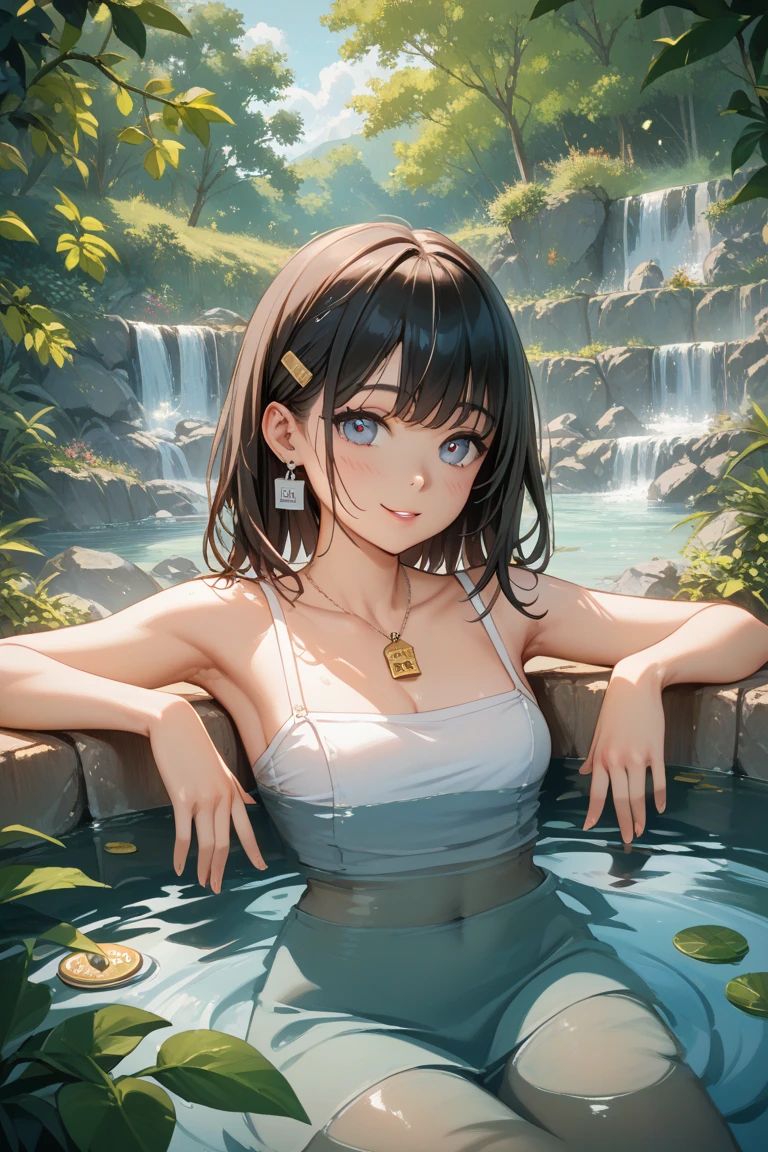 (8k), (best quality), (masterpiece: 1.2), (realistic), (photorealistic: 1.37), super detailed, one girl, viewer is watching, full body, 25 years old, yellow one piece swimsuit