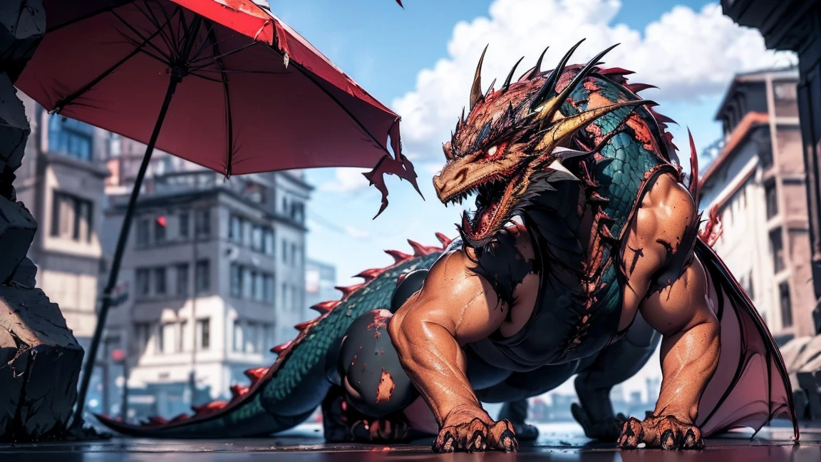 Realistic photos, RAW Photos, hydra, attacks viewer, Powerful movements, jump on prey, ((Dynamic jump)), Sharp Claws, hydra approaching from above, sudden approach, Bad-tempered, dynamic Shot from grand