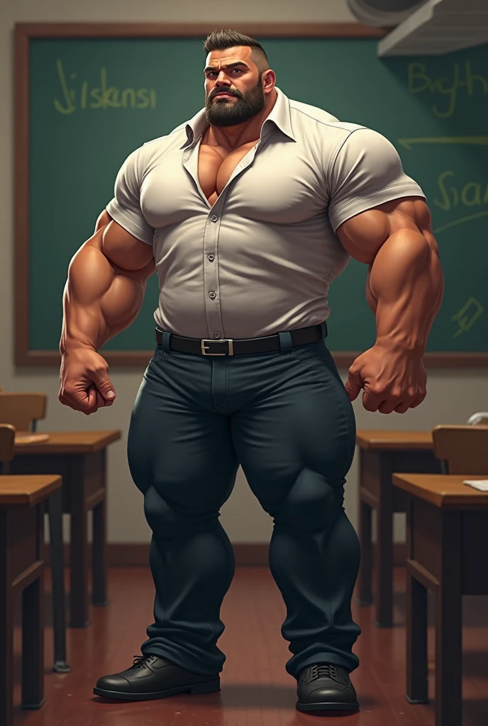 A group of highschooler football jocks pin a substitute teacher in a classroom to the floor to brainwash and turn him into a big dumb football jock coach instead. The teacher stares with slackjaw as he speaks in a dull monotone, "Can't ... can't think... Bigger and bigger .... Dumber and dumber.... I ... Coaches ... don't think.... Coach ... cares for his team.... Coach ... I ... I ... am a big dumb football coach. Huhuhuhuh.... Bigger and bigger .... Dumber and dumber...." Big biceps. Big triceps. Big traps. Broad shoulders. Massive meaty pecs. Massive muscles. Hyper muscles. Huge bulging crotch. Hyper crotch bulge. Big dumb jock bro. Hypnotized. Brainwashed. Hypnosis. Brainwashing. Big dumb football jock. coach. Assimilation. Integration. Brain to brawn. IQ drain. huge bulge in crotch. Massive swole muscles. Brain to brawn. Brute. Bodybuilder. Bro. Bigger and dumber. Dull vapid empty laughter. Dimwitted. Mouth hanging open.