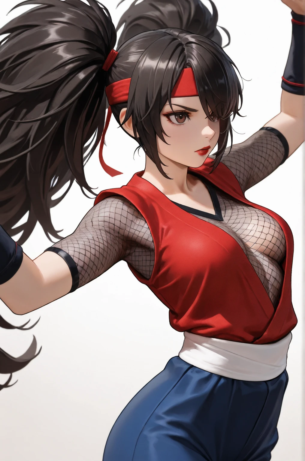 Solo, Makoto_Niijima (da persona 5, 1female, white skin, Japanese, red eyes, short brown hair, braid like a hairbow on top of hair, small boobs) singing in a stage with neon lights, sexy one-piece high school uniform. (finely detailed), anime, best shadows, depth of field, (masterpiece), (best quality), 4K, high detail, anatomically correct