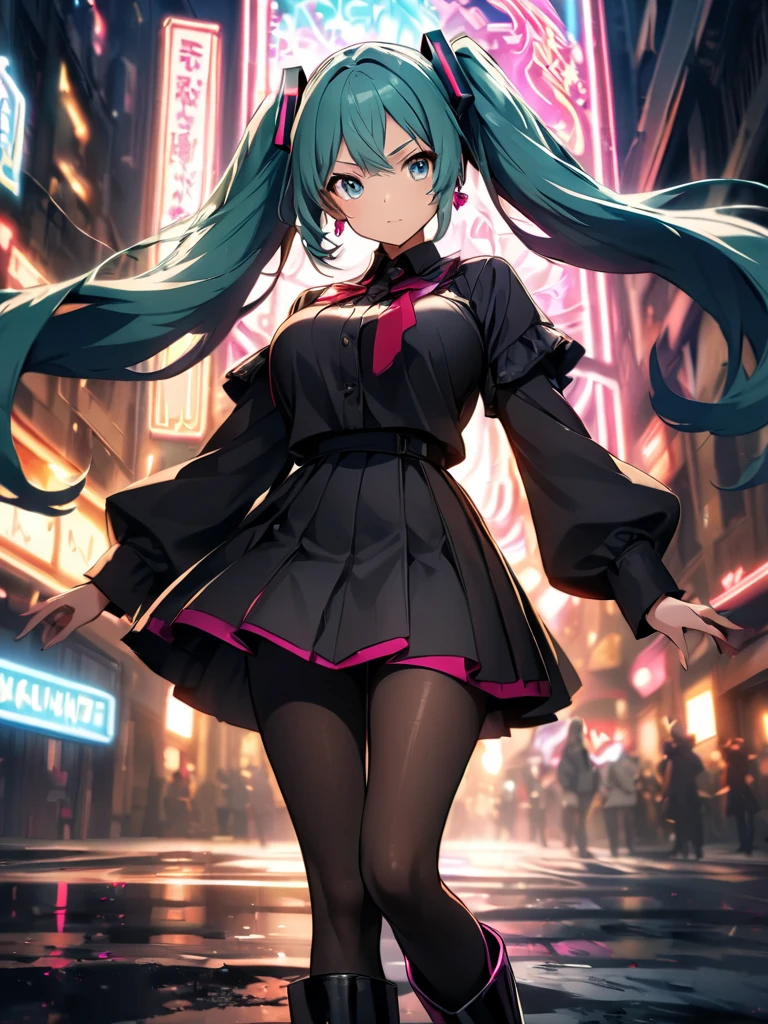 Night City, Rays, Masterpiece, Best Quality, Full Body, 1girl, Bangs, Blush, Breasts, Clavicles, Ear Piercings, Eyebrows Visible Through Hair, (Gradient Green Hair), Smirk, Gyaru, Jewelry, Long Hair, Looking at the Viewer, Piercings, (Nude), (Sexy Underwear), (Mesh Stockings), Pink Eyes, Ring, Smile, Solo, Balcony, Sky, Illustration, Fashionable, Woman, Bright, Posting, Frontal, Colorful, Dynamic, Background, Elements, Confident, expression, retention, statement, accessory, majestic, rolled, around, touch, scene, bold, eye-catching, stylish, catchy, larger, brighter, modern, fashionable, focus, fashion