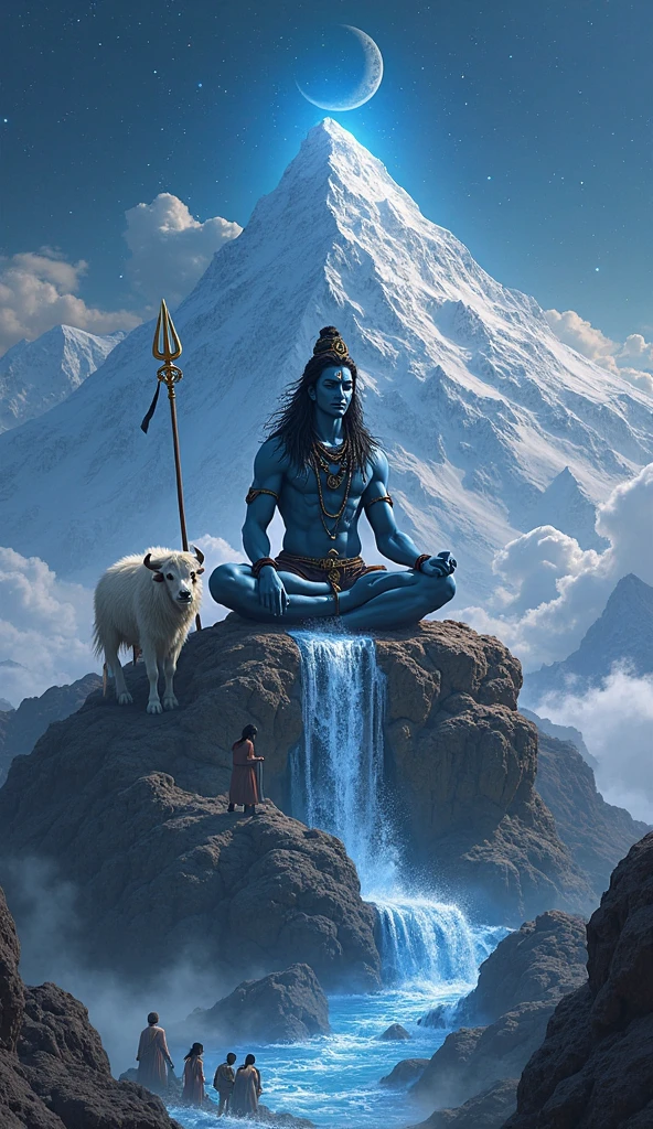 3 d image of lord shiva in himalayas with nandi for youtube video