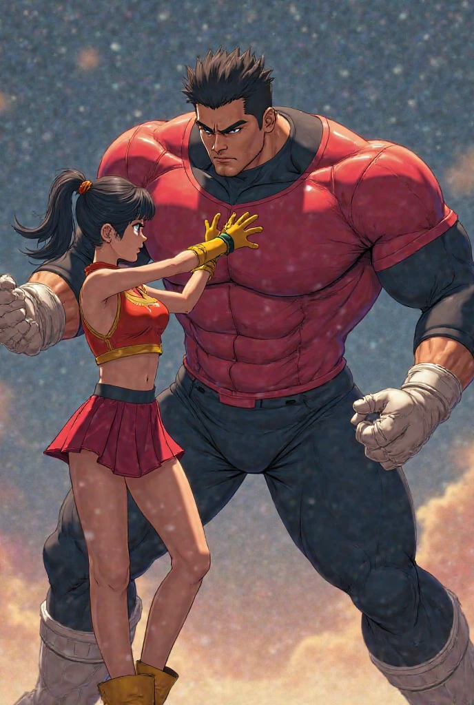 Une femme musclée, et son frère s'apprêtent à se battre en équipe, they are ready to launch their attack