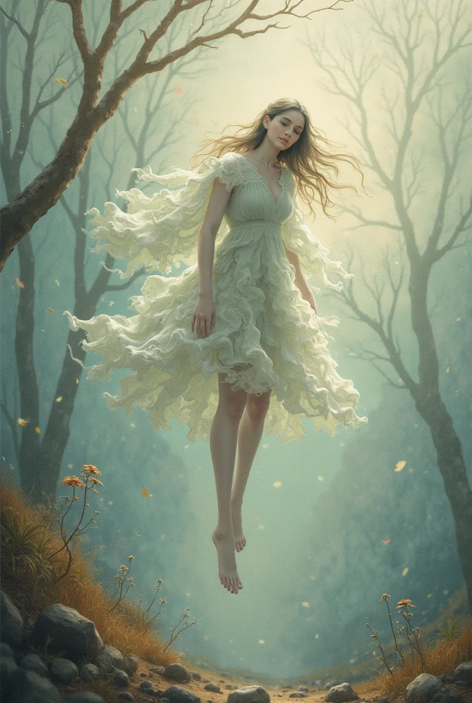 A woman stand on tree