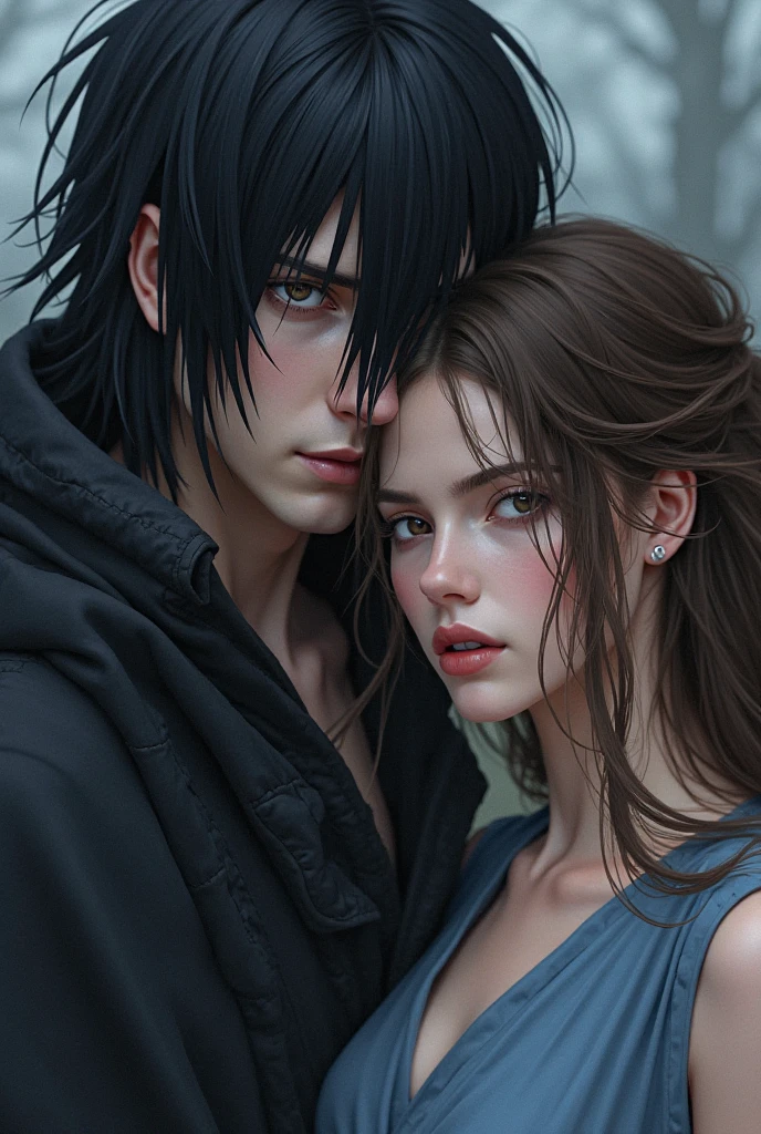 ((Top Quality, 16k, Masterpiece, photorealism, photography, Realistic)) encontry couple, woman and man, like a kdrama scene, real body, full body, Highly detailed face and texture, beautiful eyes, Detail hair, good proportions, anatomically correct, high details, full clothes