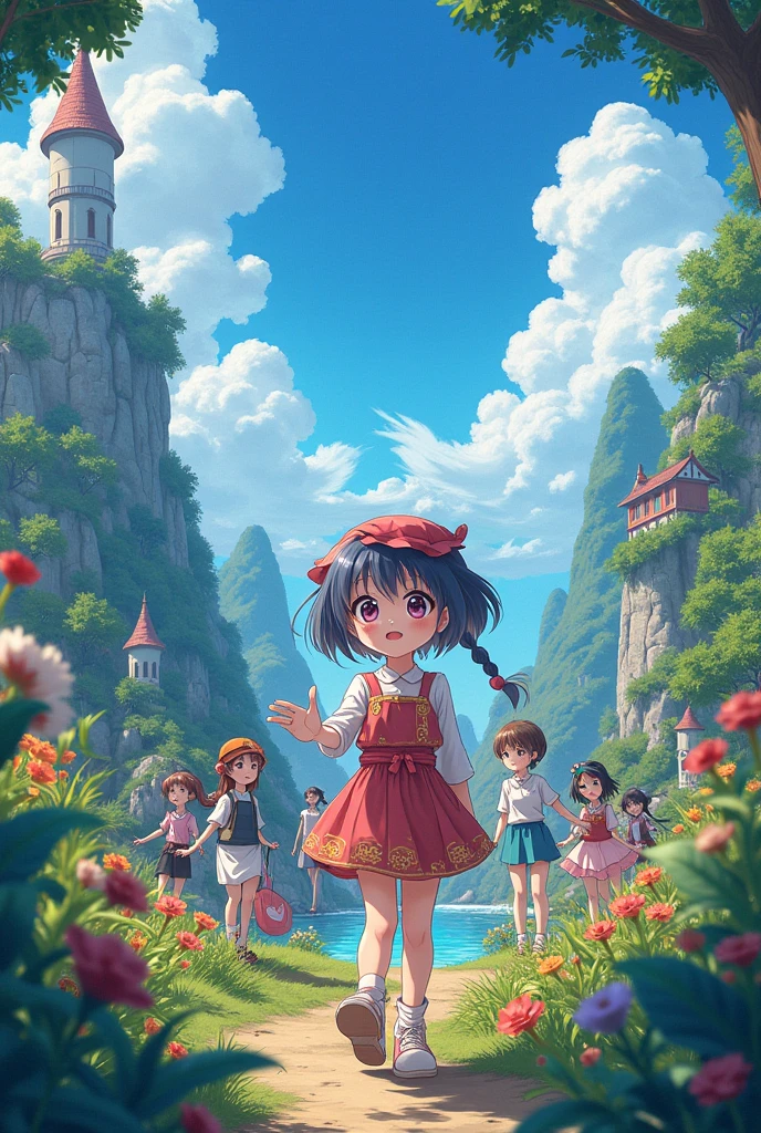 Tourism in Greece、Qingdao、Parthenon、Kawaii Girl、happily face、、Brown skin、​masterpiece、top-quality、Top image quality