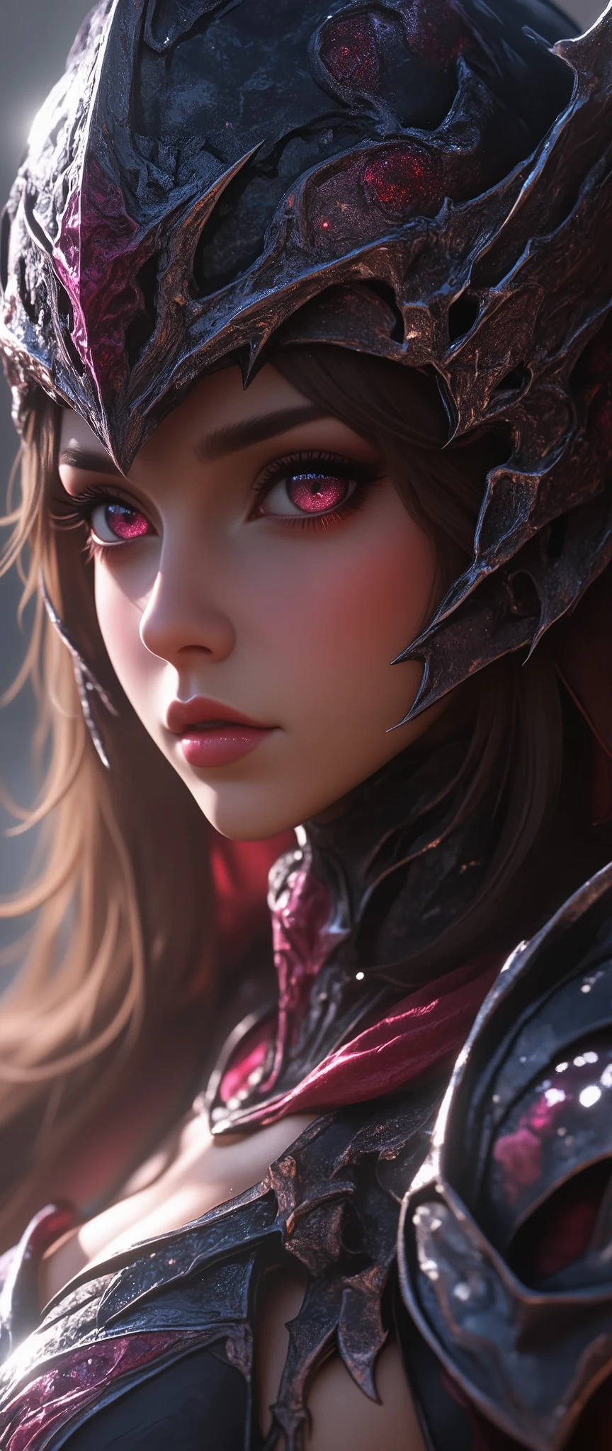 (masterpiece:1.2),(Highest quality),(Very Detailed),( super high definition ),( best illustrations),8k, wallpaper,(Front :1.6),(Dragon's Eye),(1 female dragon knight),(face up:1.6),(Front :1.6),(look at me),(beautiful face,beautiful eyes,Perfect Eye),( Beautiful glowing eyes,right eye:1.2,detailed depiction of eyes:1.2),(Dragon Knight Helmet:1.6),(One eye of a dragon knight has evil々しいDragon's Eyeをしている:2.0)