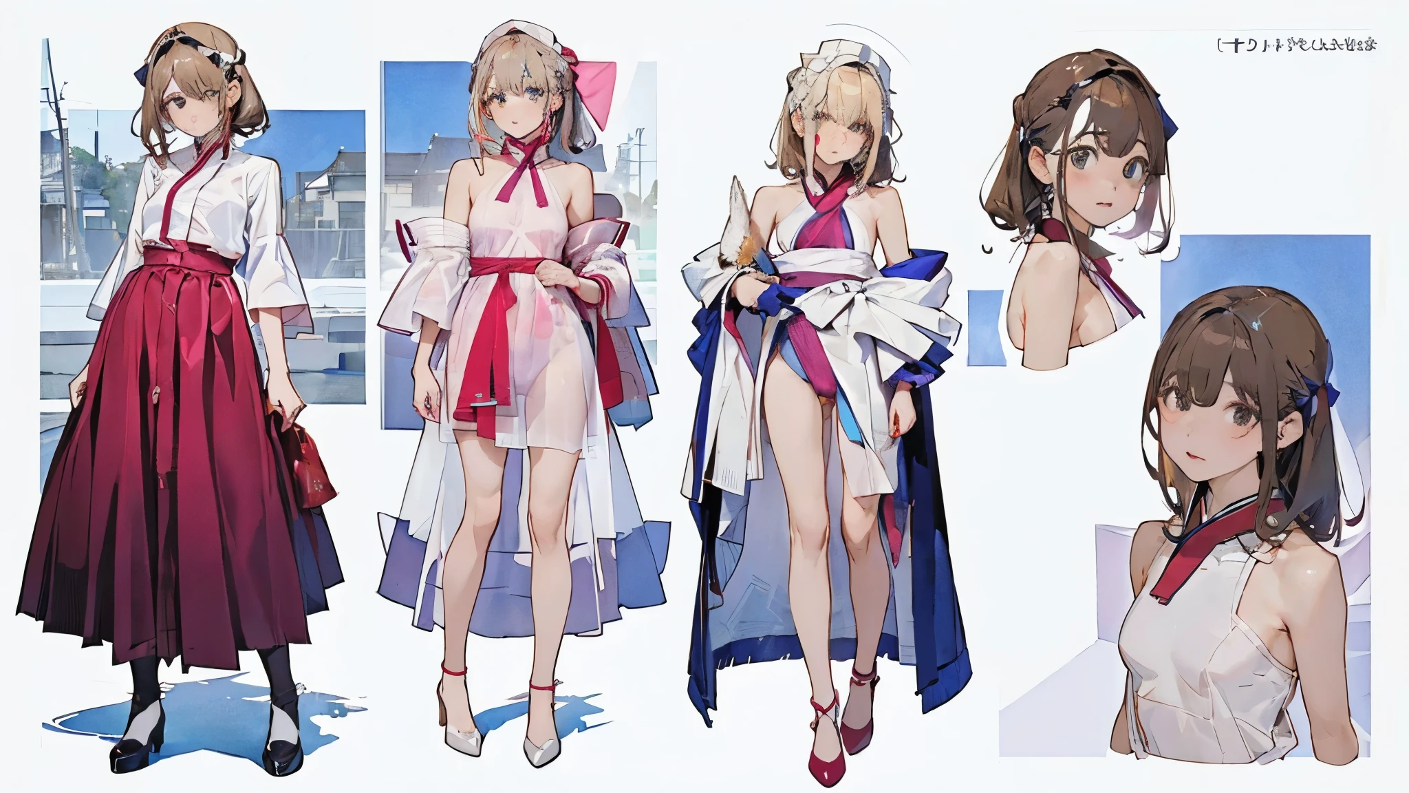 1girl、vtuber-fullbody、highest quality、Masterpiece、Official Art、The best composition、Super detailed、Standing in front of the viewer、short hair、8 heads、シンプルなbikini、Character design sheet、bikini、I don't wear clothes、