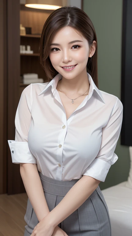 (8K, Highest quality, masterpiece:1.2), (Actual, Realistic:1.37), Very detailed,
1 Girl,Lovely, alone,Beautiful and detailed sky,Cafe details,Sitting,abolition,(smile:1.15),(Please keep your mouth shut) Small breasts,Beautiful and delicate eyes,(Collared shirt:1.1), White shirt, Pleated skirt,black领,black,White lace, Beautiful legs,(super Realistic pantyhose:1.3), Buttons suddenly open
(Short Hair Details:1.2),Flowing Hair ,New frog style,,White skin,Light,Bedroom,Bedridden