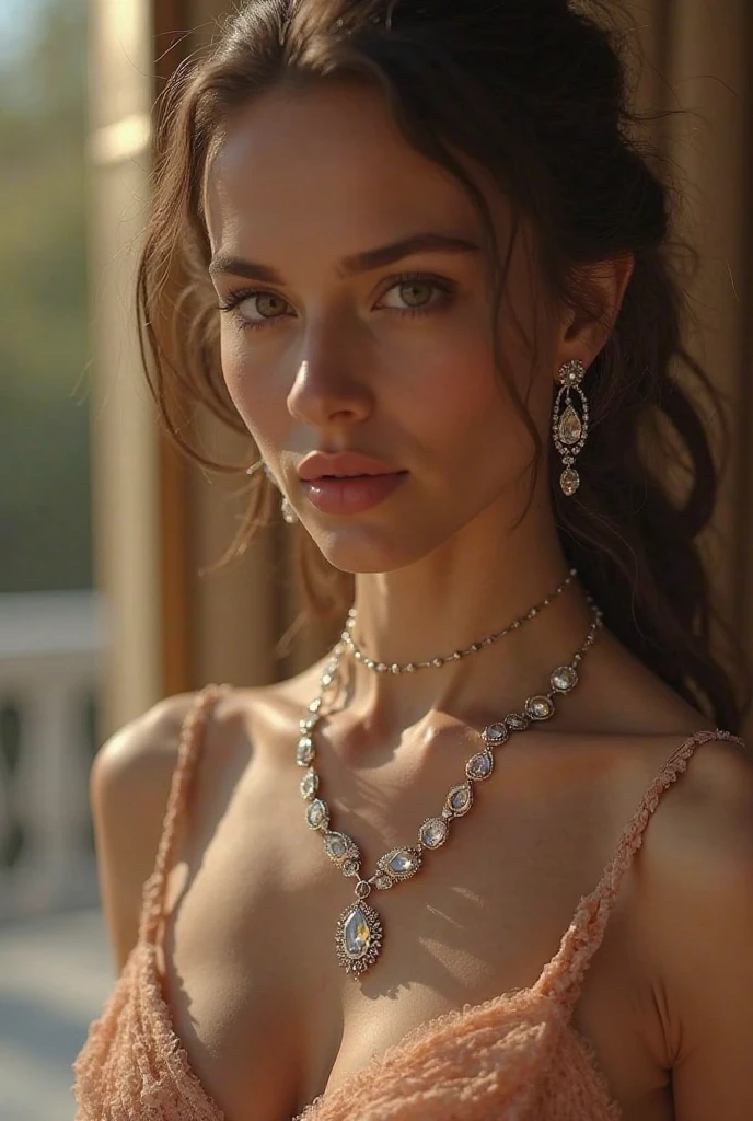 (Best picture quality,4K,8K,High resolution,Masterpiece:1.2),Ultra-detailed, (Realistic,Photorealistic,Photorealism:1.37),Full body portrait,One girl,Perfect hourglass illustration,Exquisite features,Mysterious eyes,Colourful shirk dress,Bare shoulders,Blush,Shy,. Long blonde hair, Looking at audience, Large breasts, Depth of written borders, High definition image, Thin waist