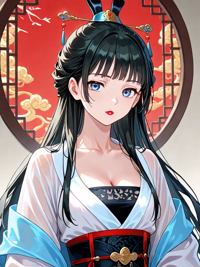 , obra-prima, melhor qualidade, ultra-detalhado, semi-realista, detailedfacialfeatures, 1mulher,usando roupas velha wuxia,voluptuoso,sensual,cabelos negros longos,roupa escura, audaciosa,holding in his left hand a thick and long sword.