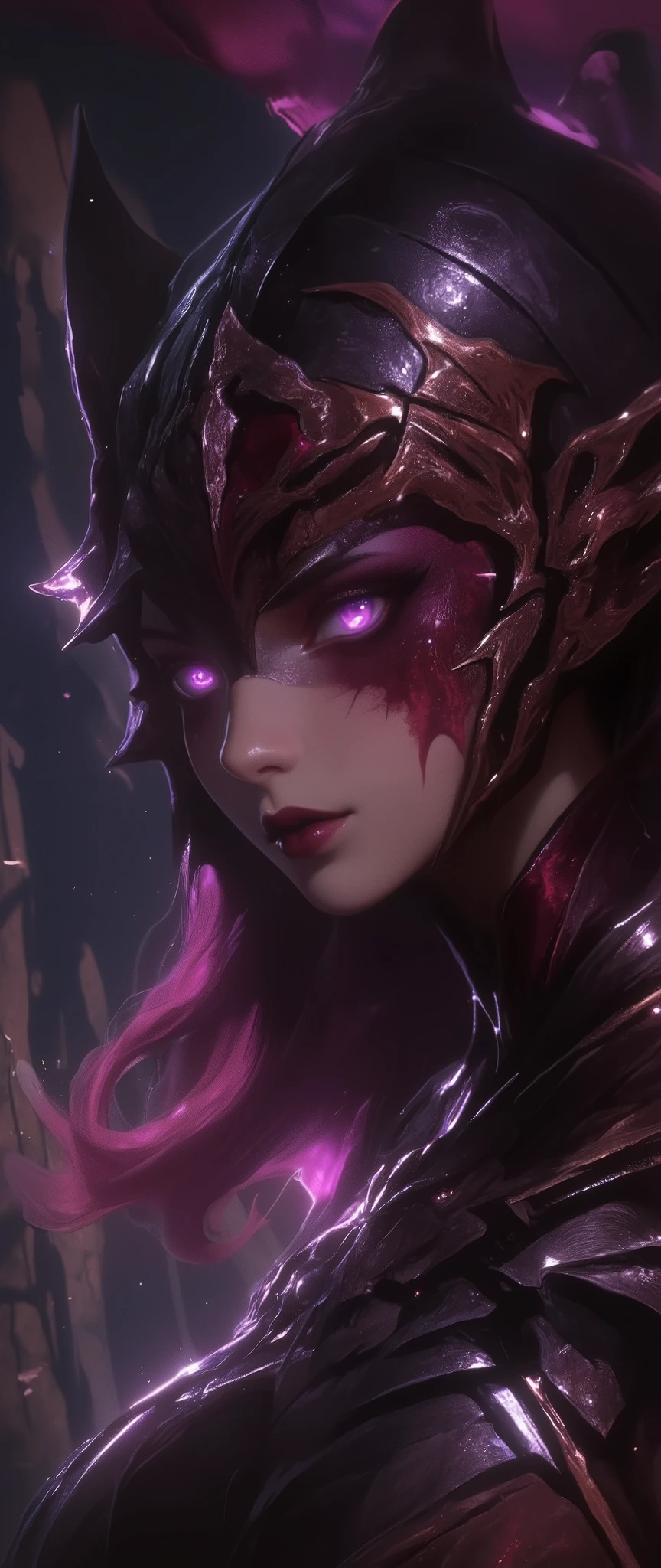 (masterpiece:1.2),(Highest quality),(Very Detailed),( super high definition ),( best illustrations),8k, wallpaper,(Front :1.6),(Dragon's Eye),(1 female dragon knight),(face up:1.6),(Front :1.6),(look at me),(beautiful face,beautiful eyes,Perfect Eye),( Beautiful glowing eyes,right eye:1.2, eyes:1.2),(Dragon Knight Helmet:1.6),(One eye of a dragon knight has evil々しいDragon's Eyeをしている:2.0)