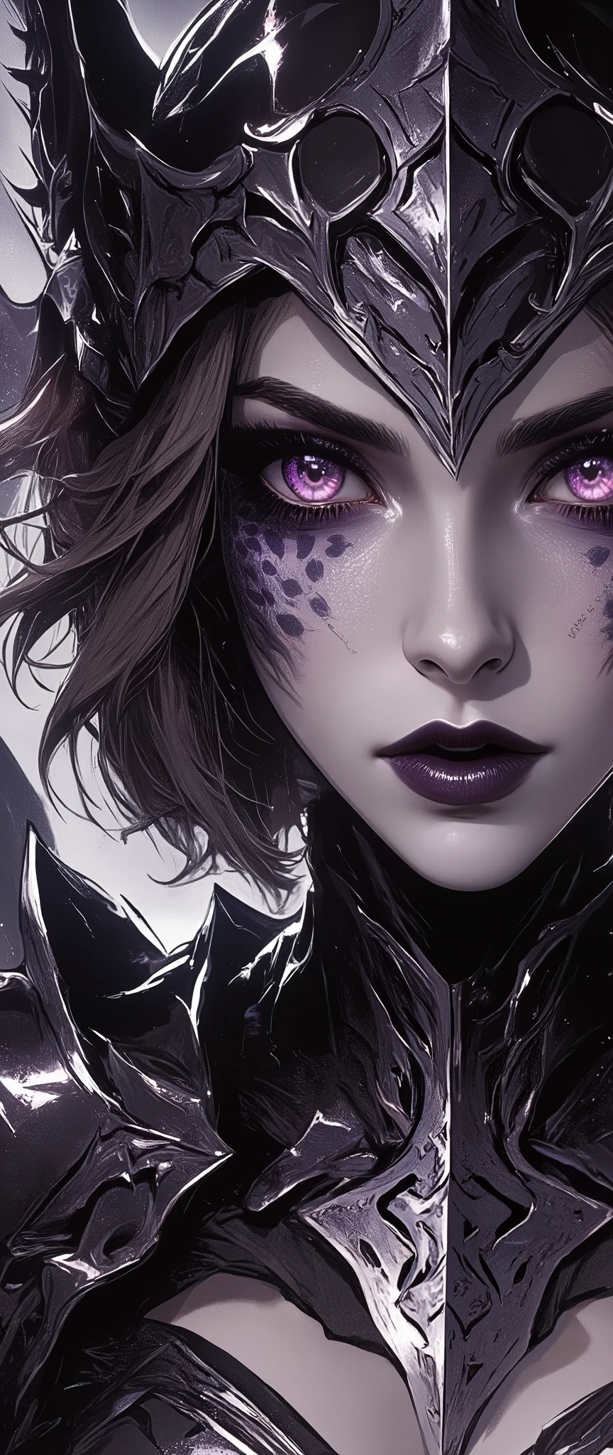 (masterpiece:1.2),(Highest quality),(Very Detailed),( super high definition ),( best illustrations),8k, wallpaper,(Front :1.6),(Dragon's Eye),(1 female dragon knight),(face up:1.6),(Front :1.6),(look at me),(beautiful face,beautiful eyes,Perfect Eye),( Beautiful glowing eyes,right eye:1.2, eyes:1.2),(Dragon Knight Helmet:1.6),(One eye of a dragon knight has evil々しいDragon's Eyeと鱗をしている:2.0)