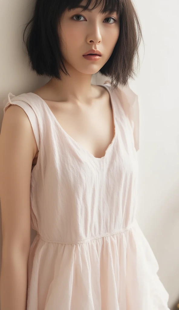 Big eyes、Drooping eyes、smile、Mouth slightly open、Completely naked、topless、beautiful breasts、normal breasts、bottomless、All naked、naked、No underwear、not wearing anything、short bob、loose curly hair、alone, idol face,cute、18-year-old、Japanese、 delicate girl, Frank, Sophisticated, thin arms, innocent eyes, cheek, shiny pink lips、Keep your lips open、depth of field movie light、blurred background、目 focuokeh dof、professional lighting、soft light、(NSFW:1.1)、bodice subian、beautiful feet、asuka saito、body photo、standing、standing、standing、hold back defecation、leaking、thin、