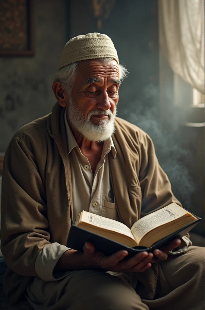 malay senior citizen reciting al quran
