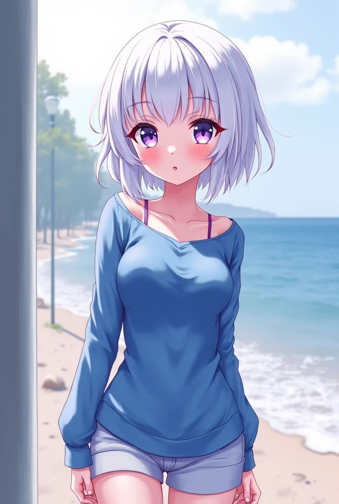 best quality, hyper detailed, highres, beach, ocean, sky, a girl, loli, necromancer, XXX-shaped, excited, shy, grinning, sitting on the floor, cross-legged, looking at viewer, side view, jitome, pale skin, fair skin, shiny skin, detailed skin, detailed face, , slender, cardigan, undone clothing, pants, piercing, blush, in the ocean, on the beach, in the sky, in the morning, kawaii, beautiful, extreme closeup shot, from front, dynamic angle, golden ratio, dappled sunlight, bright colors, (nsfw), ((nude)), (((pussy))),