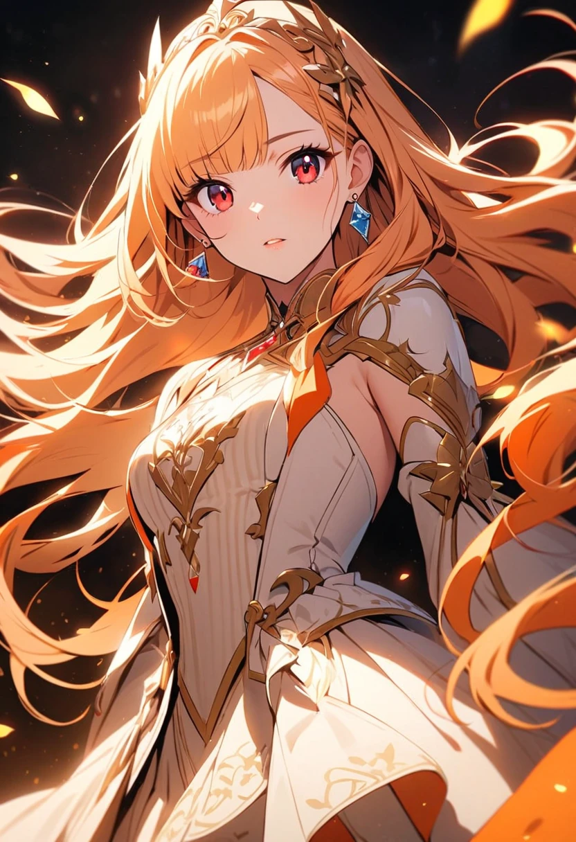 ((Highest quality)), ((masterpiece)), (detailed), (Perfect Face)、The demon woman is Yuuki Asuna, with light brown, semi-long hair.、The woman is a metallic lifeform made entirely of metal.