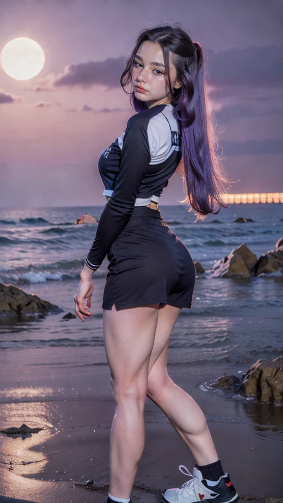(Arafada woman, beautiful and sexy face, blue hair, mini brusa showing the flesh of her gigantic breasts), posing in the night moonlight, extremely detailed artgerm, detailed artgerm, artgerm and wlop, perfect features, artgerm. high detail, ultra hd, 8k, best quality, wolop | artgerm, artgerm and ilya kushinov, giant breasts emerging from the cold, underboob style, giant nipples on display, she loves to pose, haranguing, on her back looking at the camera, showing her big ass tilted, pose on all fours, (micro shirt and wind lift),